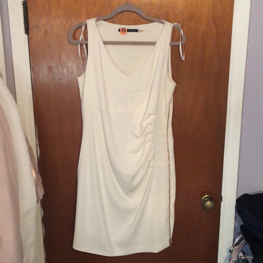 Cream fitted cocktail dress